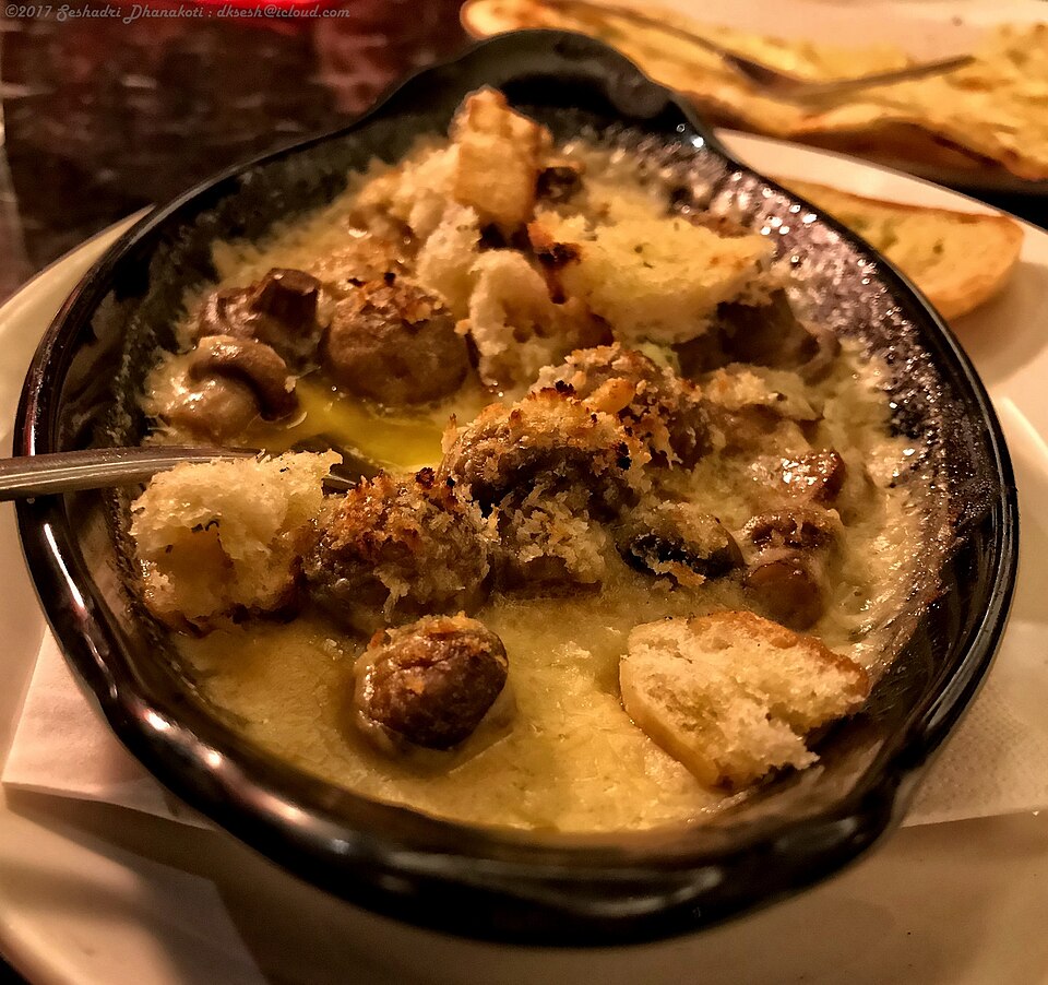 Hongos gratinados con queso
